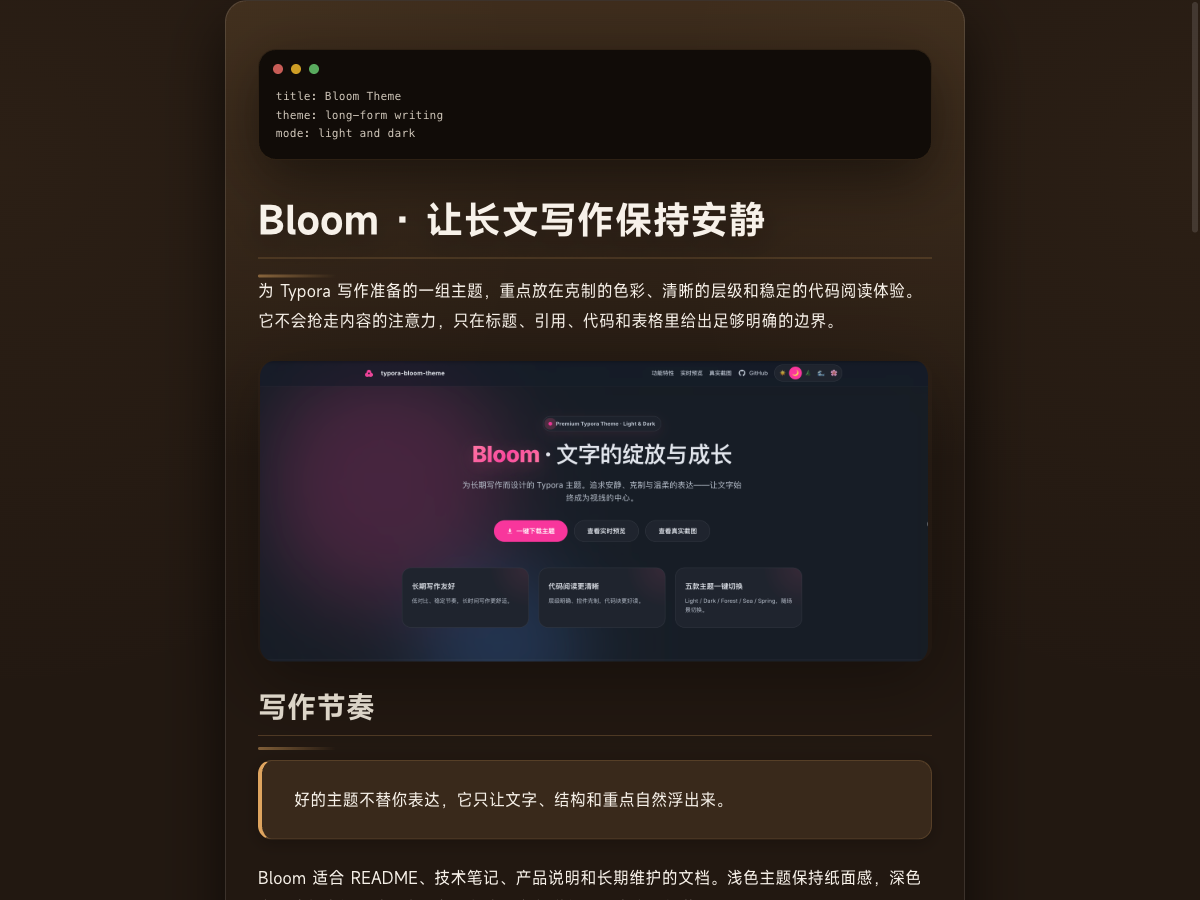 Bloom Amber 琥珀深色主题截图
