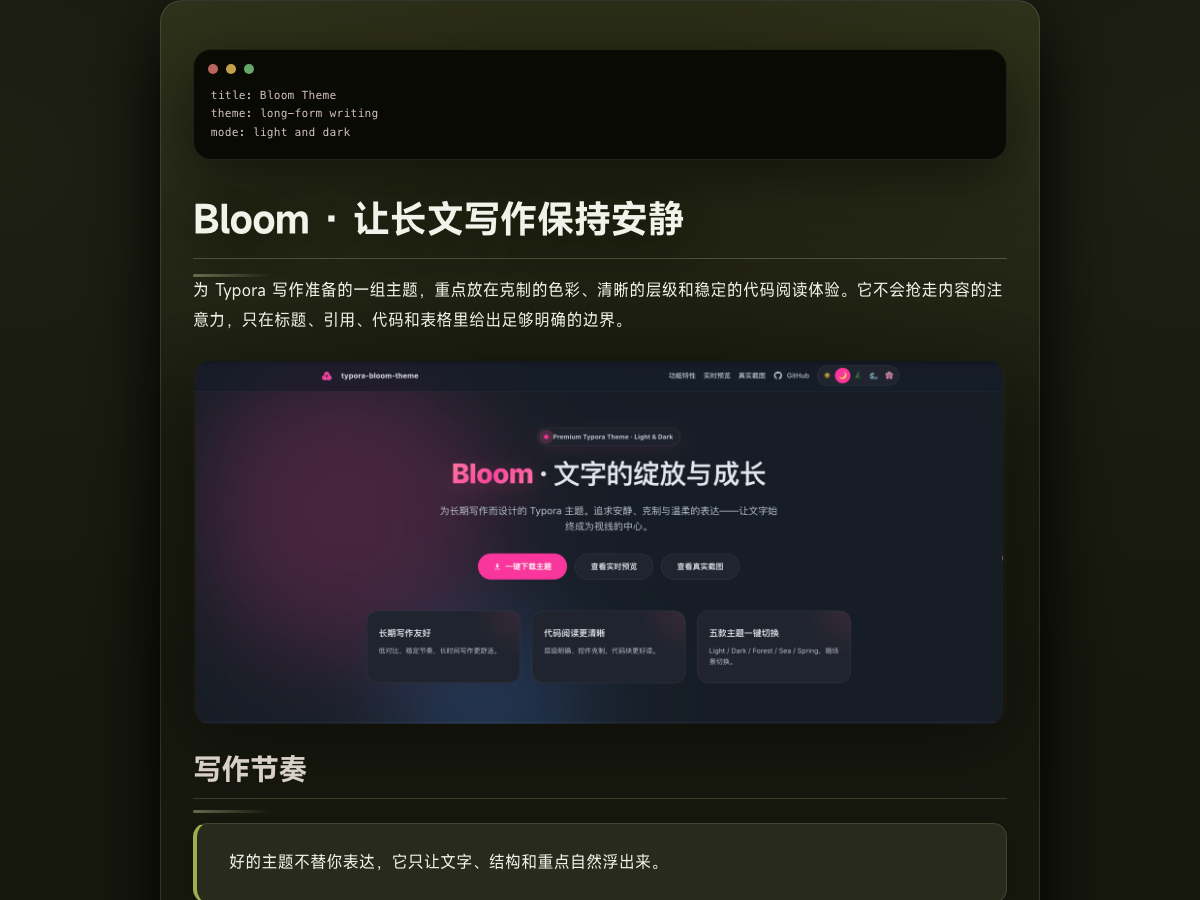 Bloom Sage 鼠尾草深色主题截图
